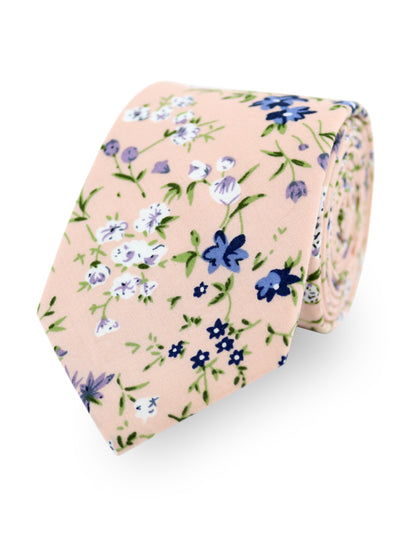 100% Cotton Floral Print Tie - Pink & Purple